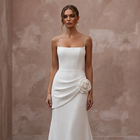 Minimalist Crepe Wedding Dress for a Destination Elopement