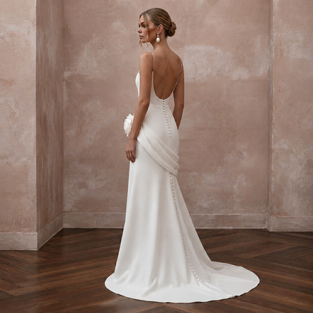 Minimalist Crepe Wedding Dress for a Destination Elopement