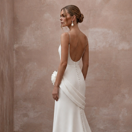Minimalist Crepe Wedding Dress for a Destination Elopement