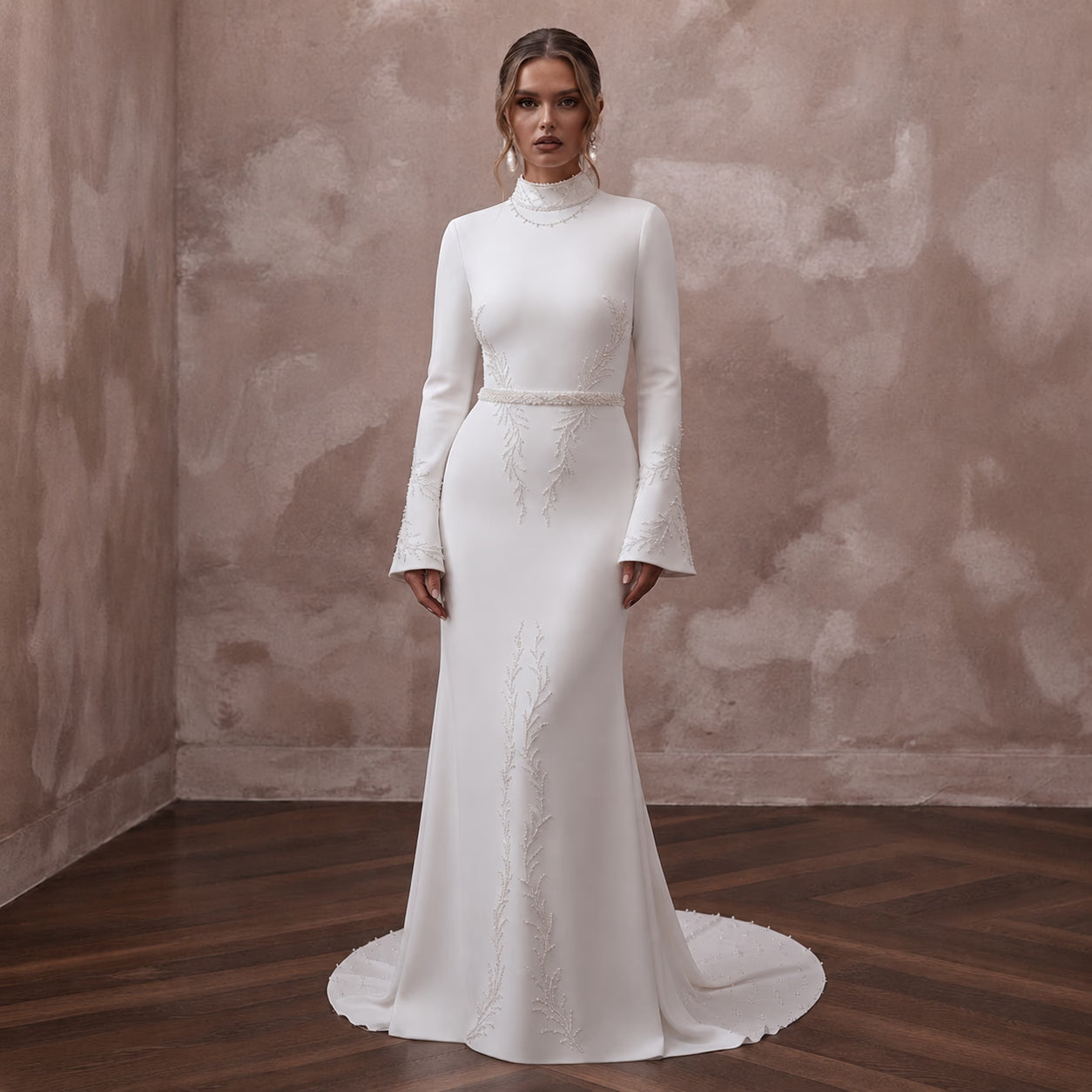 Minimalist Crepe Wedding Dress for a Second Wedding