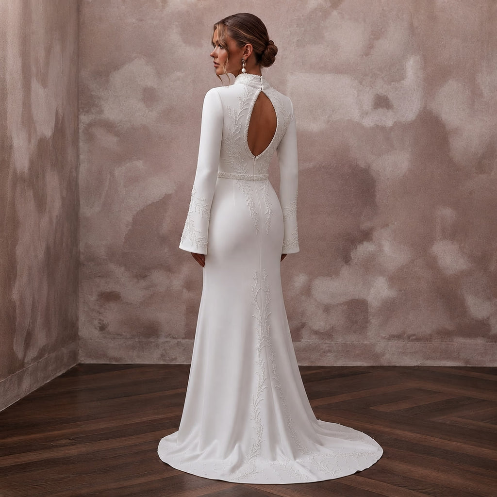 Minimalist Crepe Wedding Dress for a Second Wedding