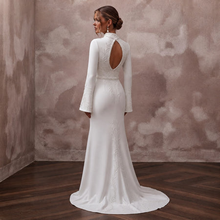 Minimalist Crepe Wedding Dress for a Second Wedding