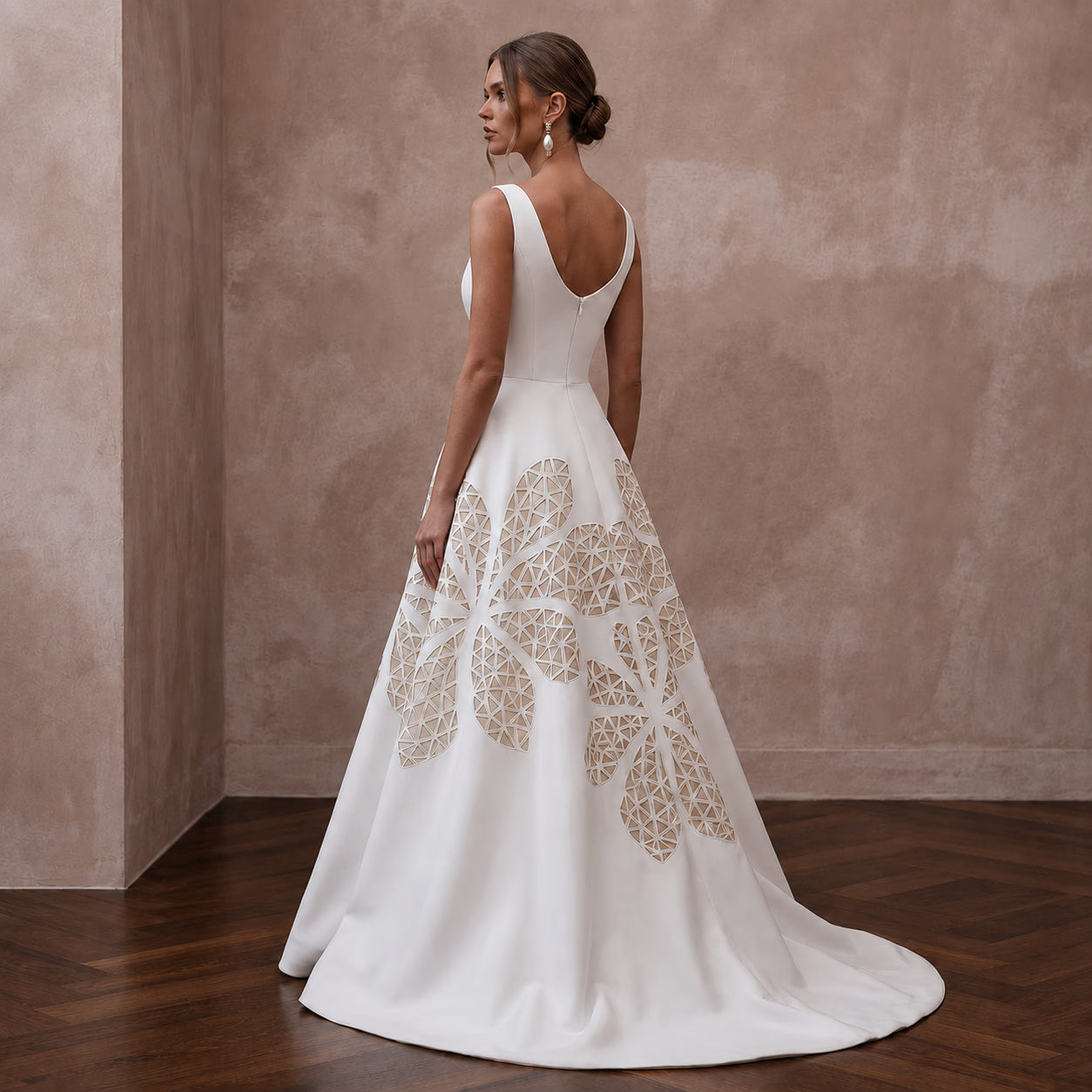 Minimalist Ivory Crepe A-Line Wedding Gown for Post-Covid Reception Secondary image