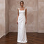 Minimalist Ivory Matte Crepe Square Neck Column Bridal Dress for Courthouse Wedding