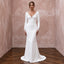 Minimalist Ivory Stretch Crepe Long Sleeve Mermaid Wedding Dress for After-Party