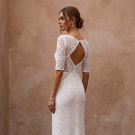 Minimalist Lace Bridal Dress for a Registry Office Ceremony - Apparel & Accessories > Clothing > Wedding & Bridal Party Dresses > Wedding Dresses - Mignonette Bridal