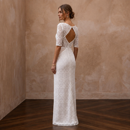 Minimalist Lace Bridal Dress for a Registry Office Ceremony - Apparel & Accessories > Clothing > Wedding & Bridal Party Dresses > Wedding Dresses - Mignonette Bridal