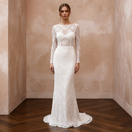Minimalist Lace Bridal Dress for an Intimate Civil Wedding