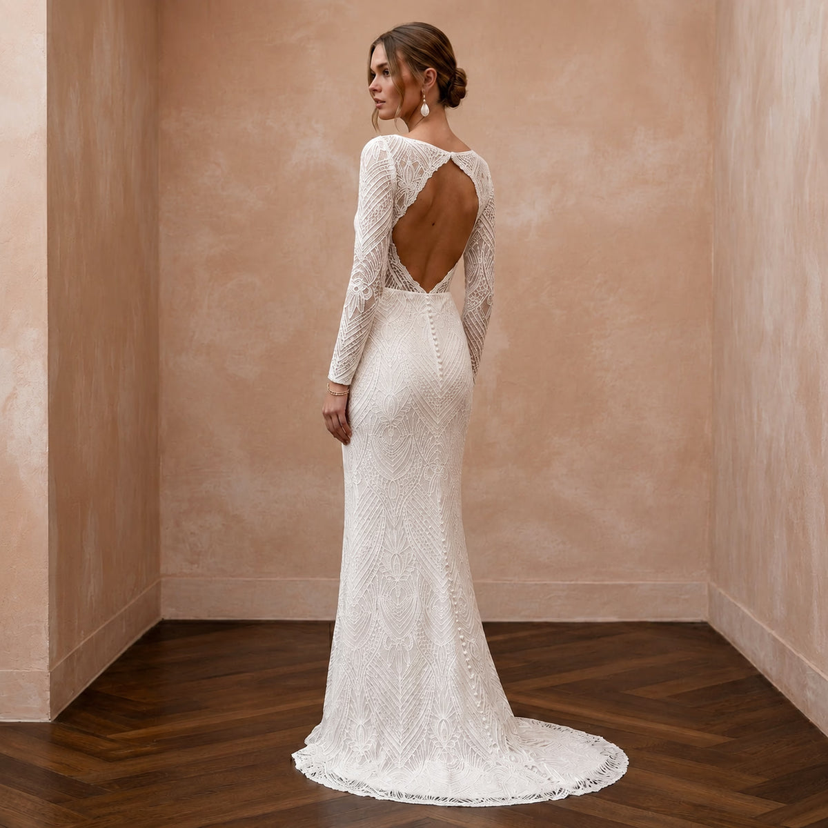 Minimalist Lace Bridal Dress for an Intimate Civil Wedding - Apparel & Accessories > Clothing > Wedding & Bridal Party Dresses > Wedding Dresses - Mignonette Bridal