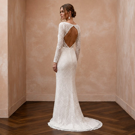 Minimalist Lace Bridal Dress for an Intimate Civil Wedding - Apparel & Accessories > Clothing > Wedding & Bridal Party Dresses > Wedding Dresses - Mignonette Bridal