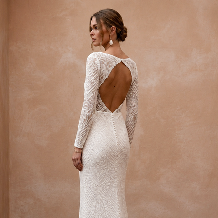 Minimalist Lace Bridal Dress for an Intimate Civil Wedding