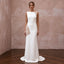 Minimalist Nude Lace-Paneled Crepe Bridal Gown for Second Marriage