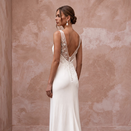 Minimalist Off-White Pima Cotton Tank Bridal Dress for Beach Reception