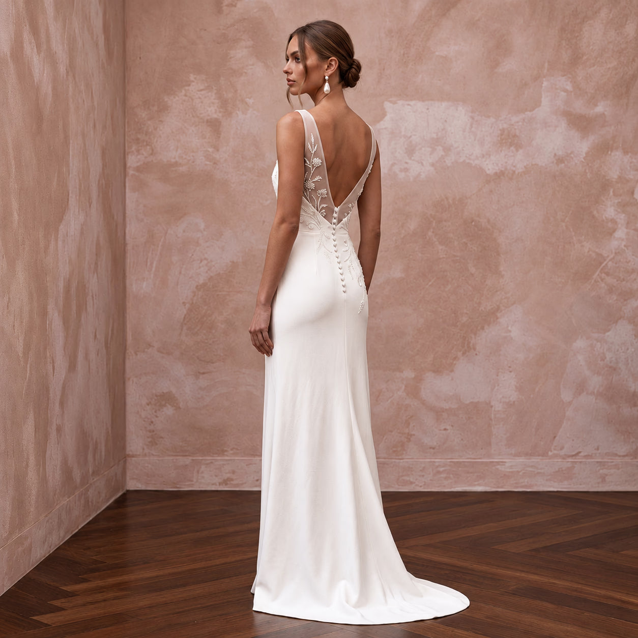 Minimalist Off-White Pima Cotton Tank Bridal Dress for Beach Reception Secondary image
