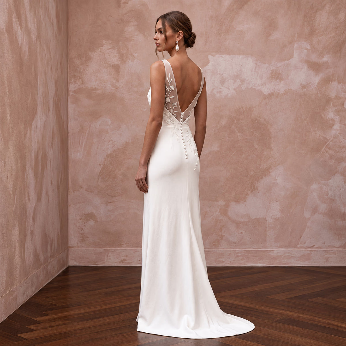 Minimalist Off-White Pima Cotton Tank Bridal Dress for Beach Reception