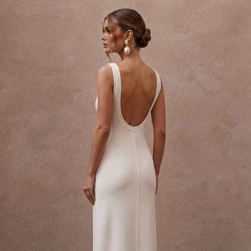 Minimalist Off-White Pima Cotton Tank Dress for Beach Reception