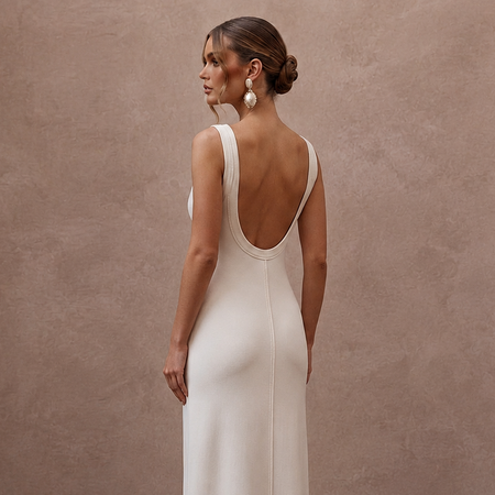 Minimalist Off-White Pima Cotton Tank Dress for Beach Reception