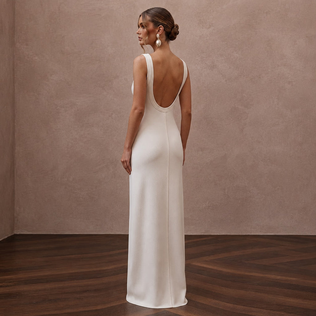 Minimalist Off - White Pima Cotton Tank Dress for Beach Reception - Apparel & Accessories > Clothing > Wedding & Bridal Party Dresses > Wedding Dresses - Mignonette Bridal