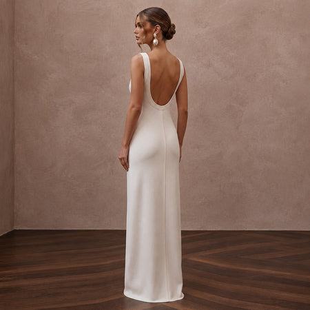 Minimalist Off - White Pima Cotton Tank Dress for Beach Reception - Apparel & Accessories > Clothing > Wedding & Bridal Party Dresses > Wedding Dresses - Mignonette Bridal