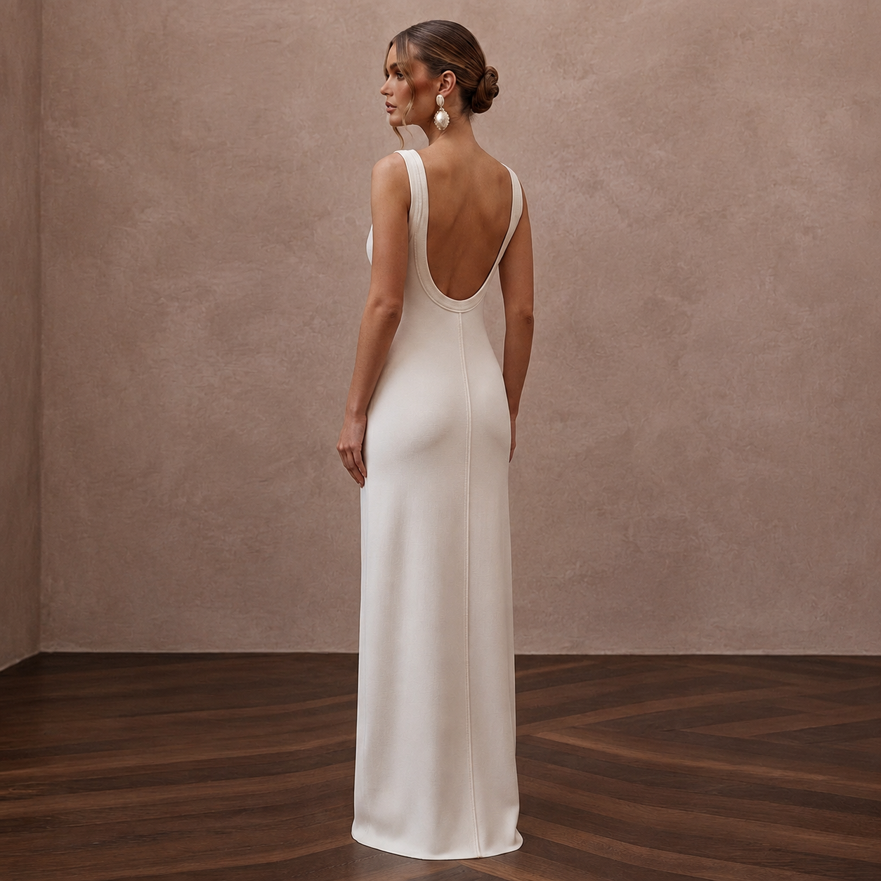 Minimalist Off-White Pima Cotton Tank Dress for Beach Reception