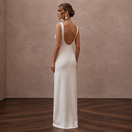 Minimalist Off-White Pima Cotton Tank Dress for Beach Reception