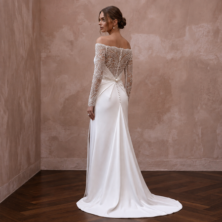 Minimalist Off-White Satin Sheath for Elopement Photoshoot