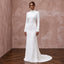Minimalist Pure White Heavy Crepe Mock Neck Long Sleeve Gown