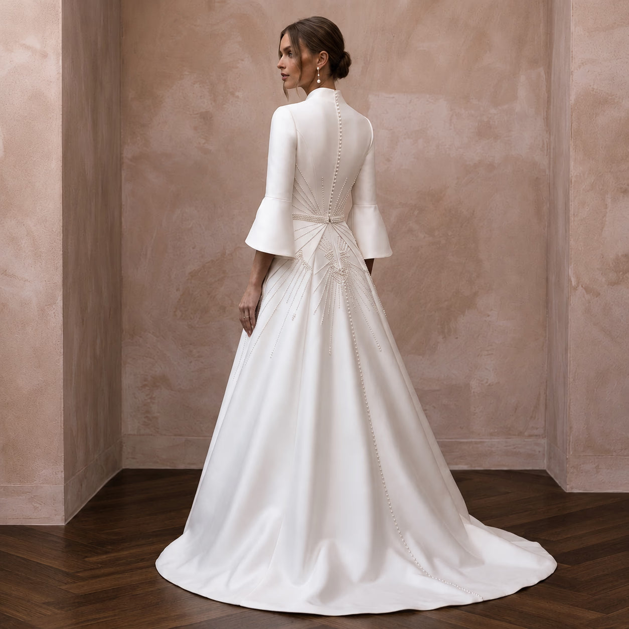 Minimalist Satin Bridal Dress for a Courthouse Ceremony