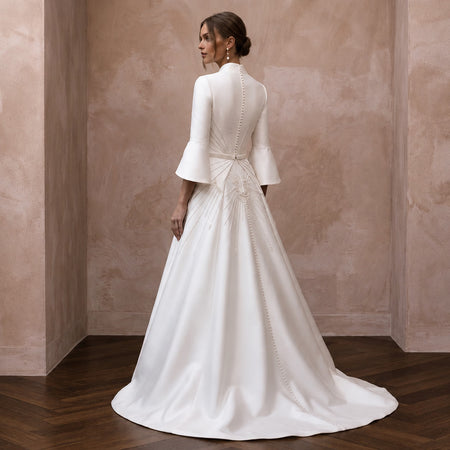 Minimalist Satin Bridal Dress for a Courthouse Ceremony