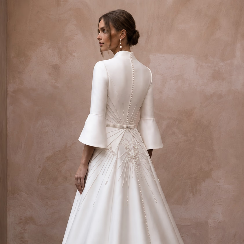 Minimalist Satin Bridal Dress for a Courthouse Ceremony