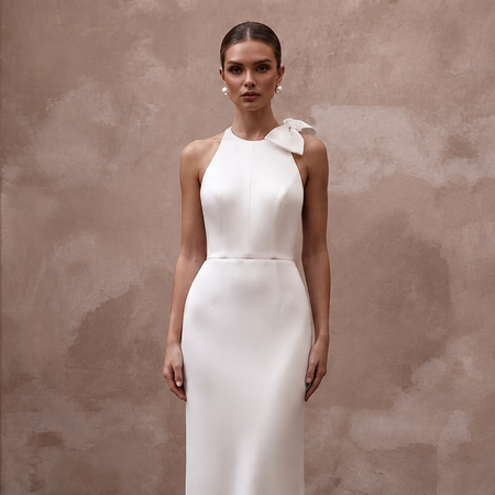 Minimalist Satin Bridal Dress for a Courthouse Wedding