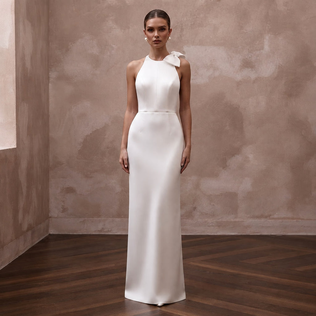 Minimalist Satin Bridal Dress for a Courthouse Wedding