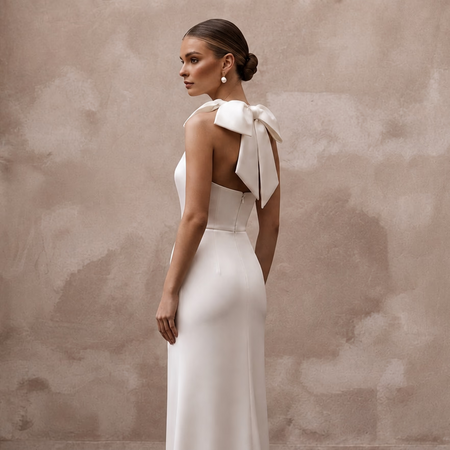Minimalist Satin Bridal Dress for a Courthouse Wedding