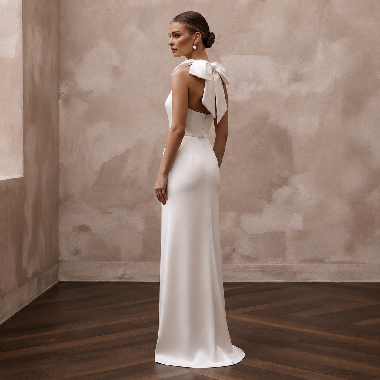 Minimalist Satin Bridal Dress for a Courthouse Wedding