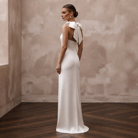 Minimalist Satin Bridal Dress for a Courthouse Wedding