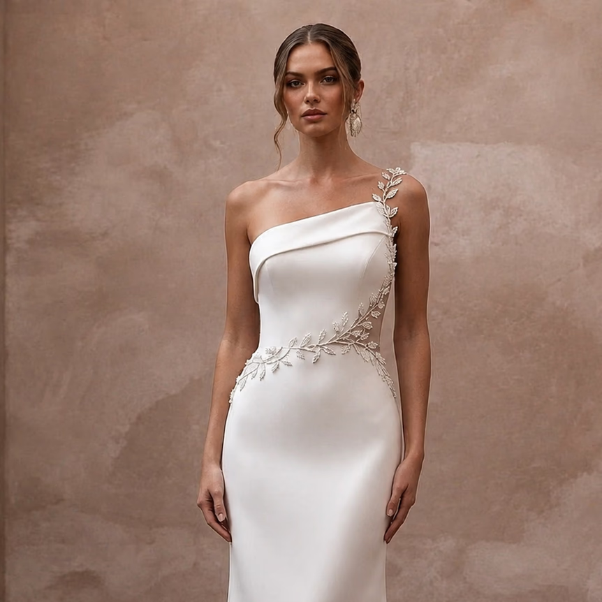 Minimalist Satin Bridal Dress for a Romantic Elopement