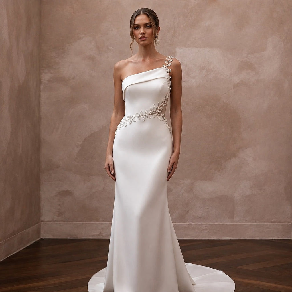Minimalist Satin Bridal Dress for a Romantic Elopement