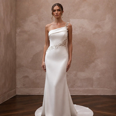 Minimalist Satin Bridal Dress for a Romantic Elopement