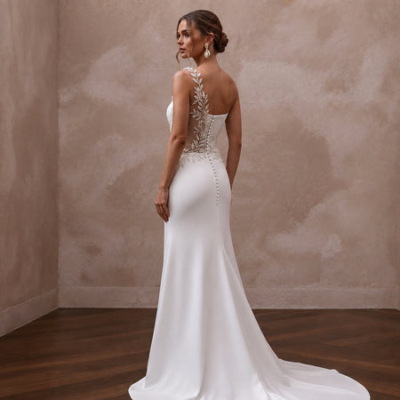 Minimalist Satin Bridal Dress for a Romantic Elopement
