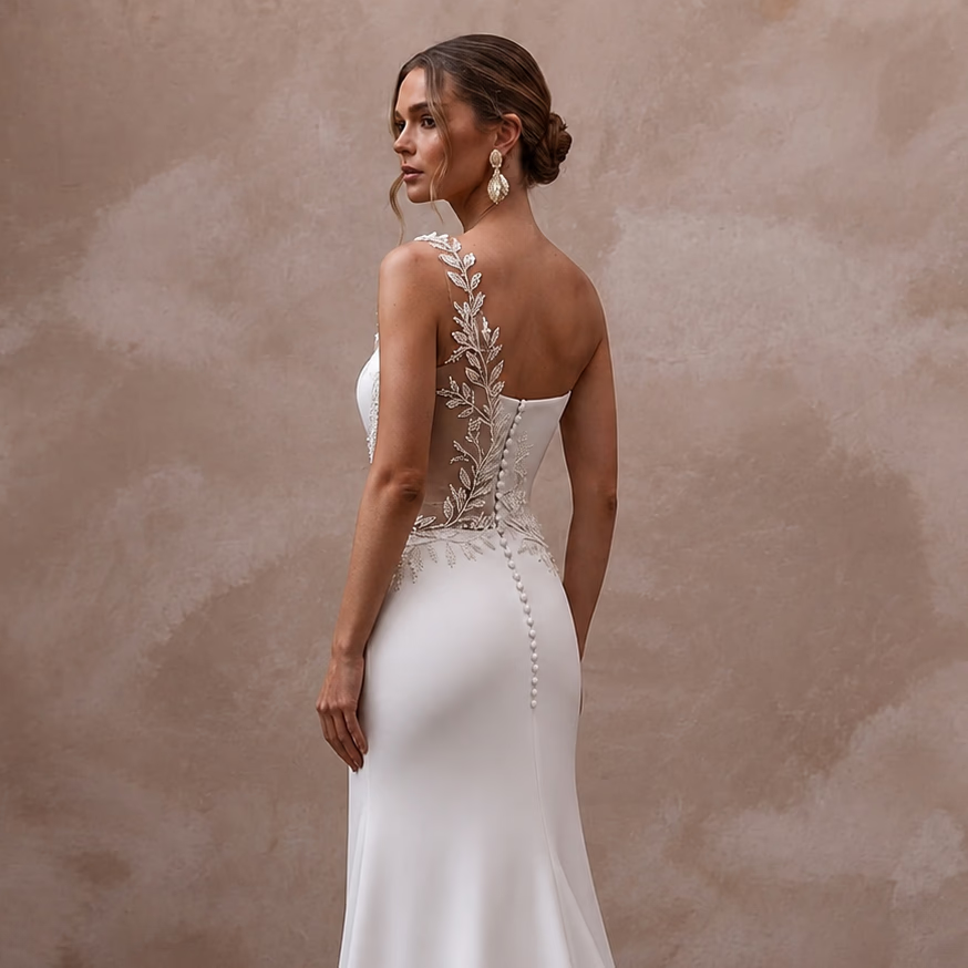 Minimalist Satin Bridal Dress for a Romantic Elopement