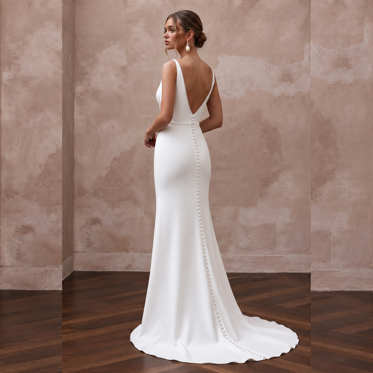 Minimalist Satin Bridal Gown for a Destination Wedding
