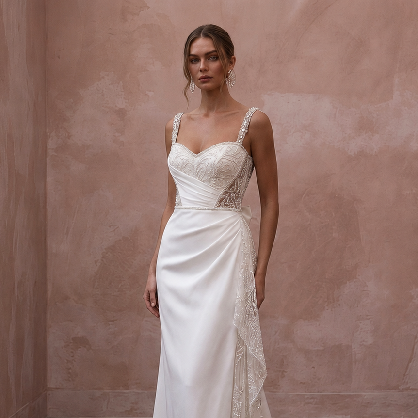 Minimalist Satin Second Look Wedding Dress - Apparel & Accessories > Clothing > Wedding & Bridal Party Dresses > Wedding Dresses - Mignonette Bridal