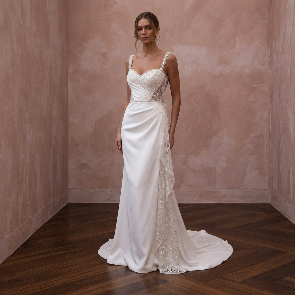 Minimalist Satin Second Look Wedding Dress - Apparel & Accessories > Clothing > Wedding & Bridal Party Dresses > Wedding Dresses - Mignonette Bridal