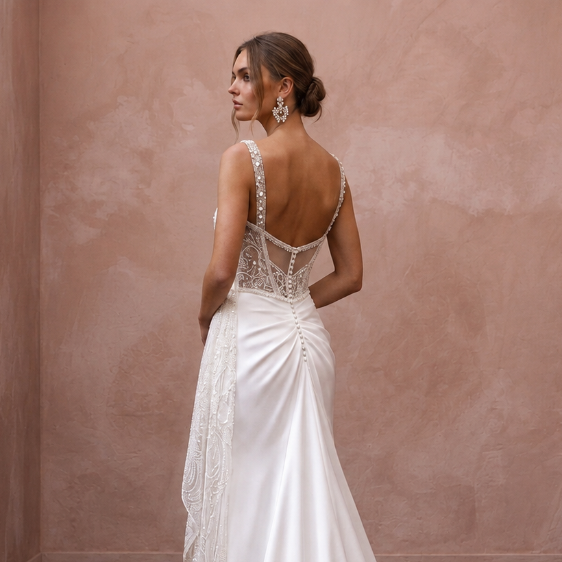 Minimalist Satin Second Look Wedding Dress - Apparel & Accessories > Clothing > Wedding & Bridal Party Dresses > Wedding Dresses - Mignonette Bridal