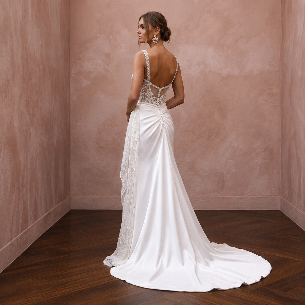 Minimalist Satin Second Look Wedding Dress - Apparel & Accessories > Clothing > Wedding & Bridal Party Dresses > Wedding Dresses - Mignonette Bridal