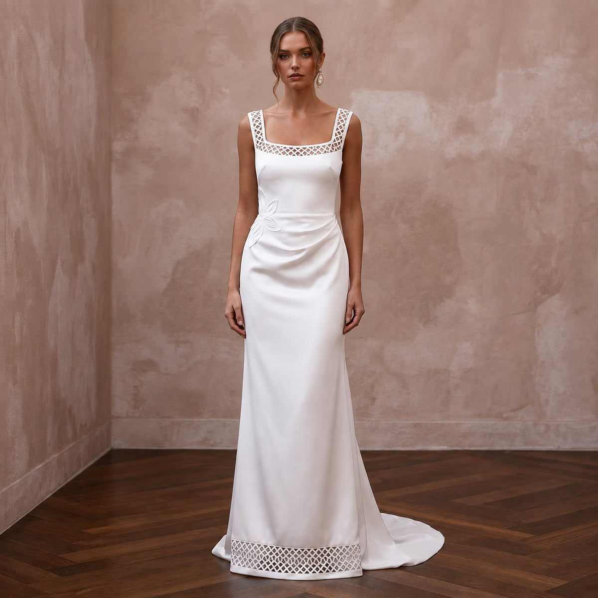Minimalist Satin Sheath Wedding Dress for a Courthouse Wedding - Apparel & Accessories > Clothing > Wedding & Bridal Party Dresses > Wedding Dresses - Mignonette Bridal