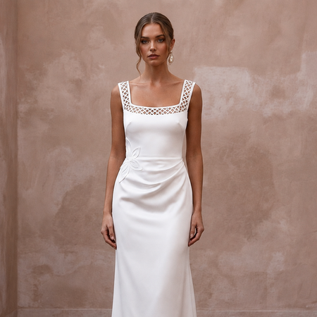 Minimalist Satin Sheath Wedding Dress for a Courthouse Wedding - Apparel & Accessories > Clothing > Wedding & Bridal Party Dresses > Wedding Dresses - Mignonette Bridal