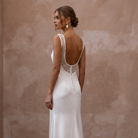 Minimalist Satin Sheath Wedding Dress for a Courthouse Wedding - Apparel & Accessories > Clothing > Wedding & Bridal Party Dresses > Wedding Dresses - Mignonette Bridal