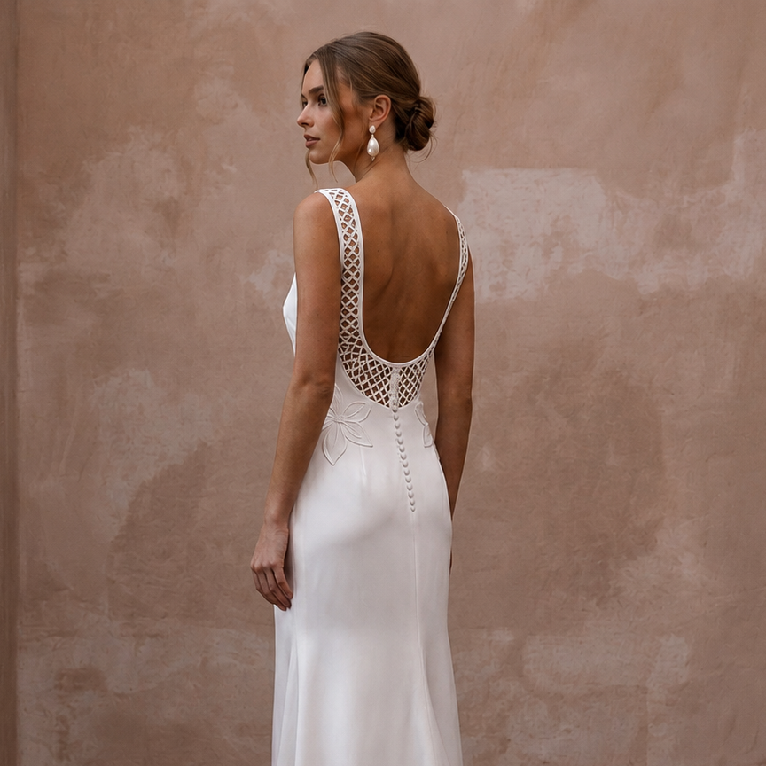 Minimalist Satin Sheath Wedding Dress for a Courthouse Wedding - Apparel & Accessories > Clothing > Wedding & Bridal Party Dresses > Wedding Dresses - Mignonette Bridal