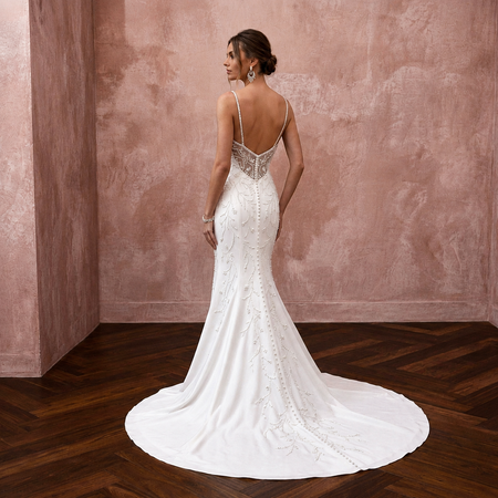 Minimalist Satin Trumpet Wedding Dress with Spaghetti Straps - Apparel & Accessories > Clothing > Wedding & Bridal Party Dresses > Wedding Dresses - Mignonette Bridal